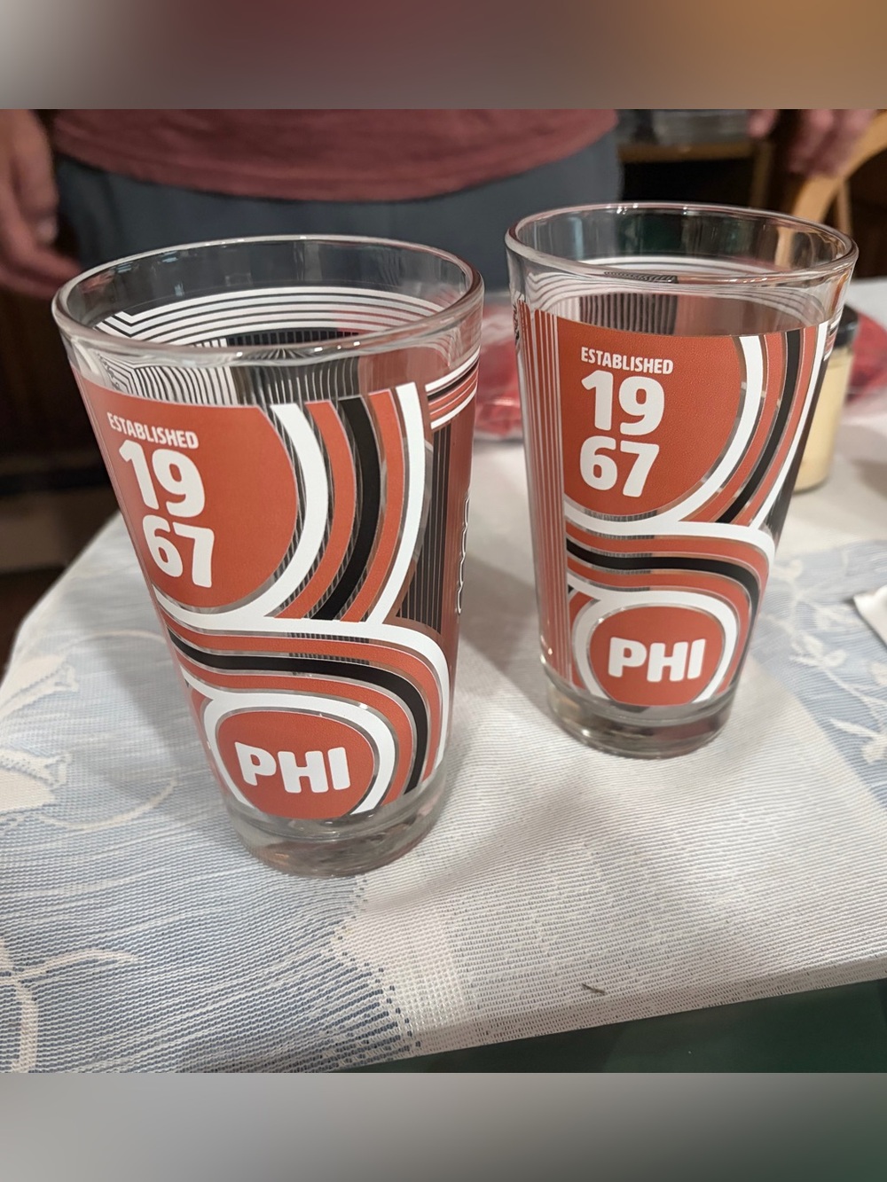 Vintage-Philadelphia Flyers Orange PHI 1967 Drinking Glass - Set of 2
